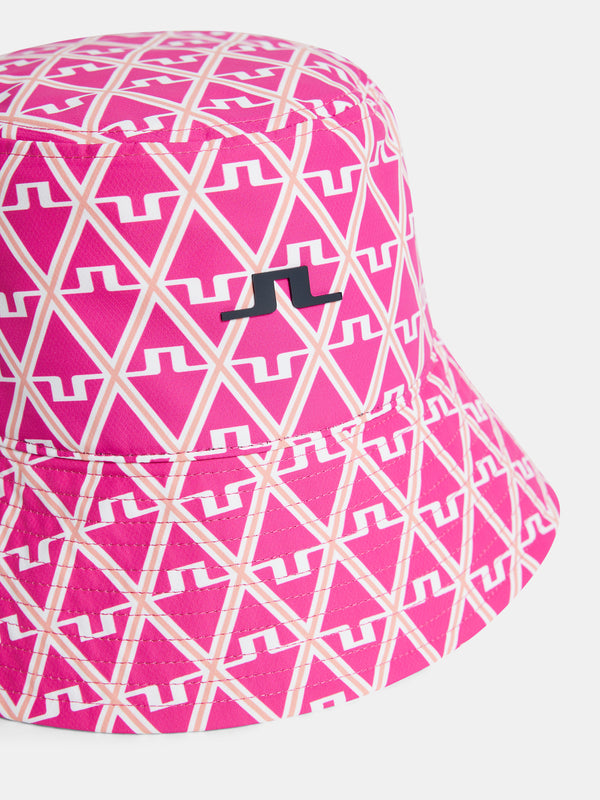 Rosa Print Bucket Hat / Geo Fuchsia Purple
