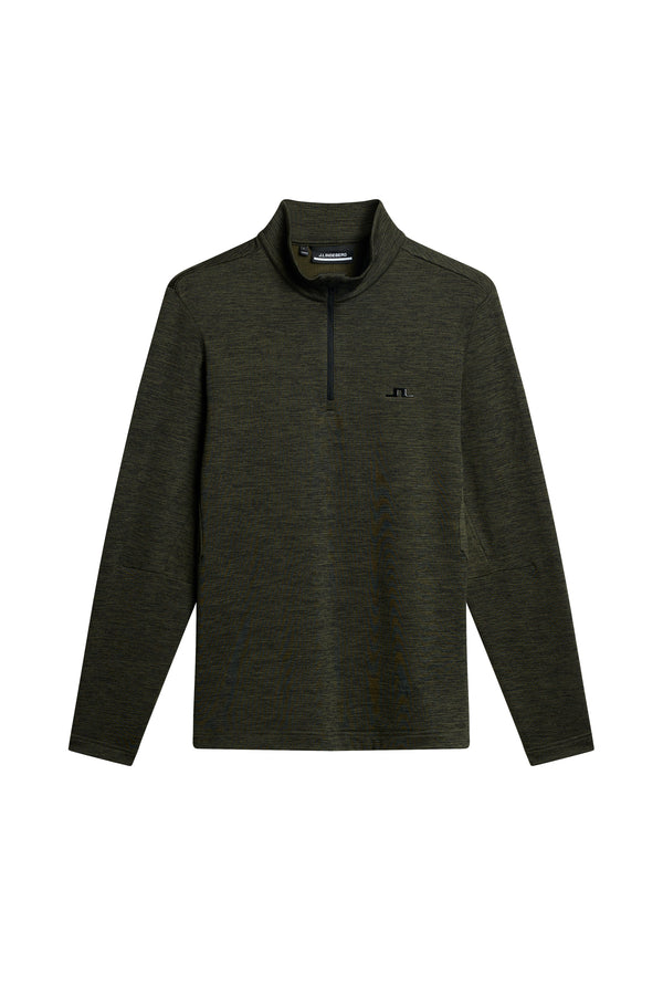 Destry Quarter Zip Mid Layer / Black and Forest Green Melange