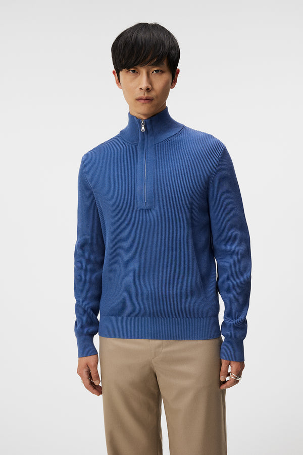 Alex Half Zip Knitted Sweater / Bijou Blue