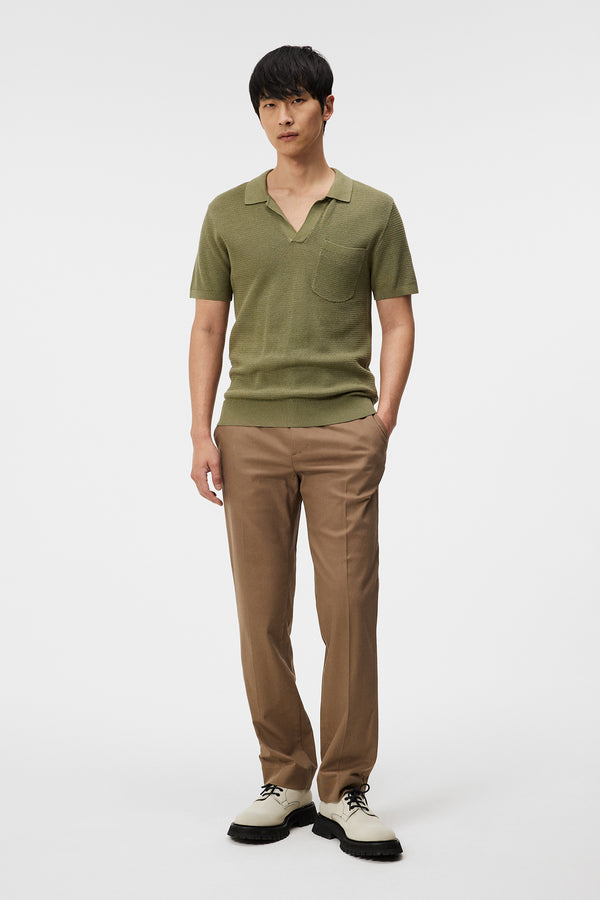 Ben Open Collar Polo / Oil Green