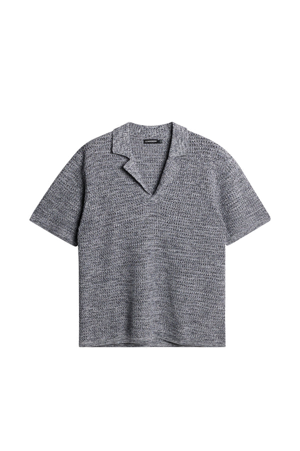 Ethan Open Collar Knit Polo / Ombre Blue