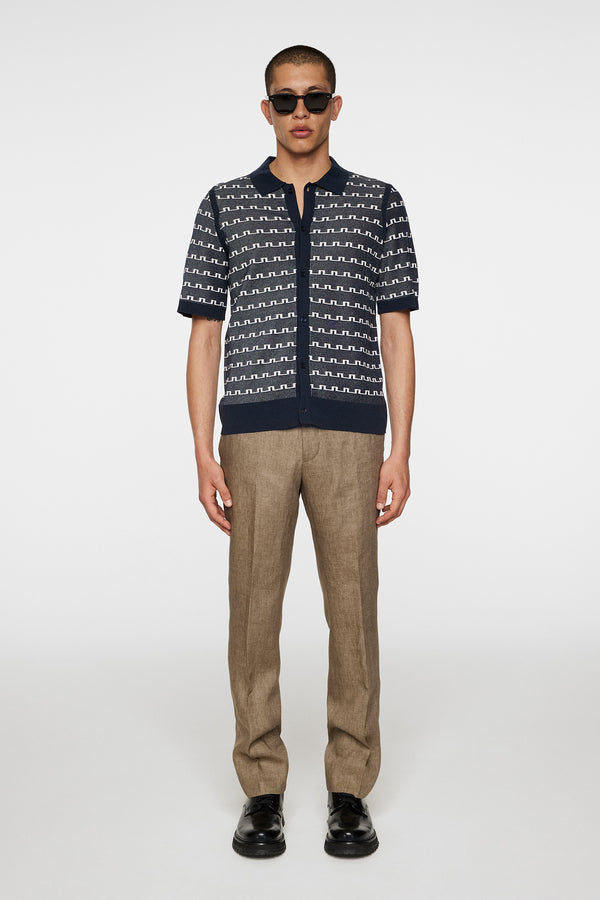 Rolando Logo Jacquard  Polo / JL Navy