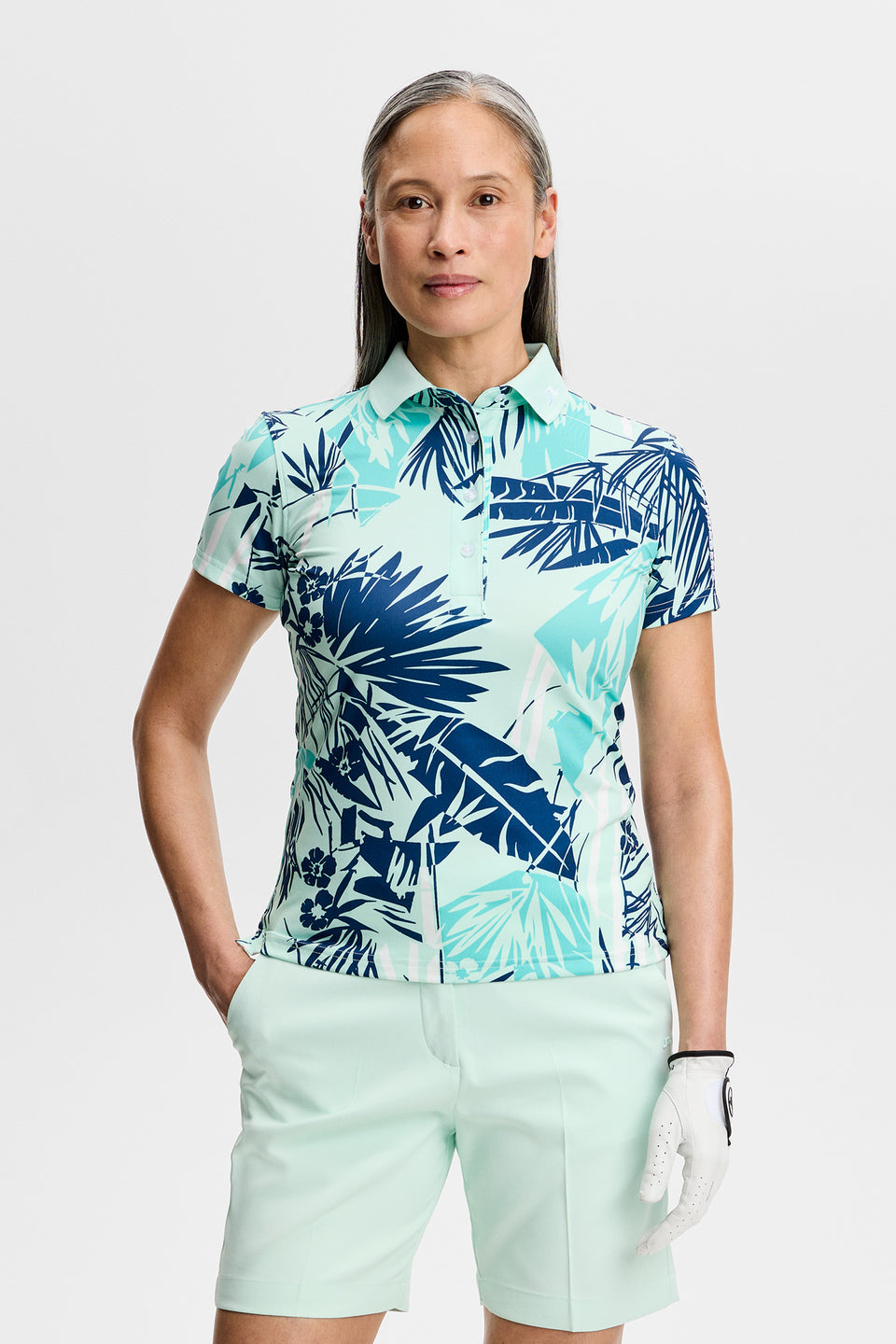 Tour Tech Print Polo / Grove Blue L
