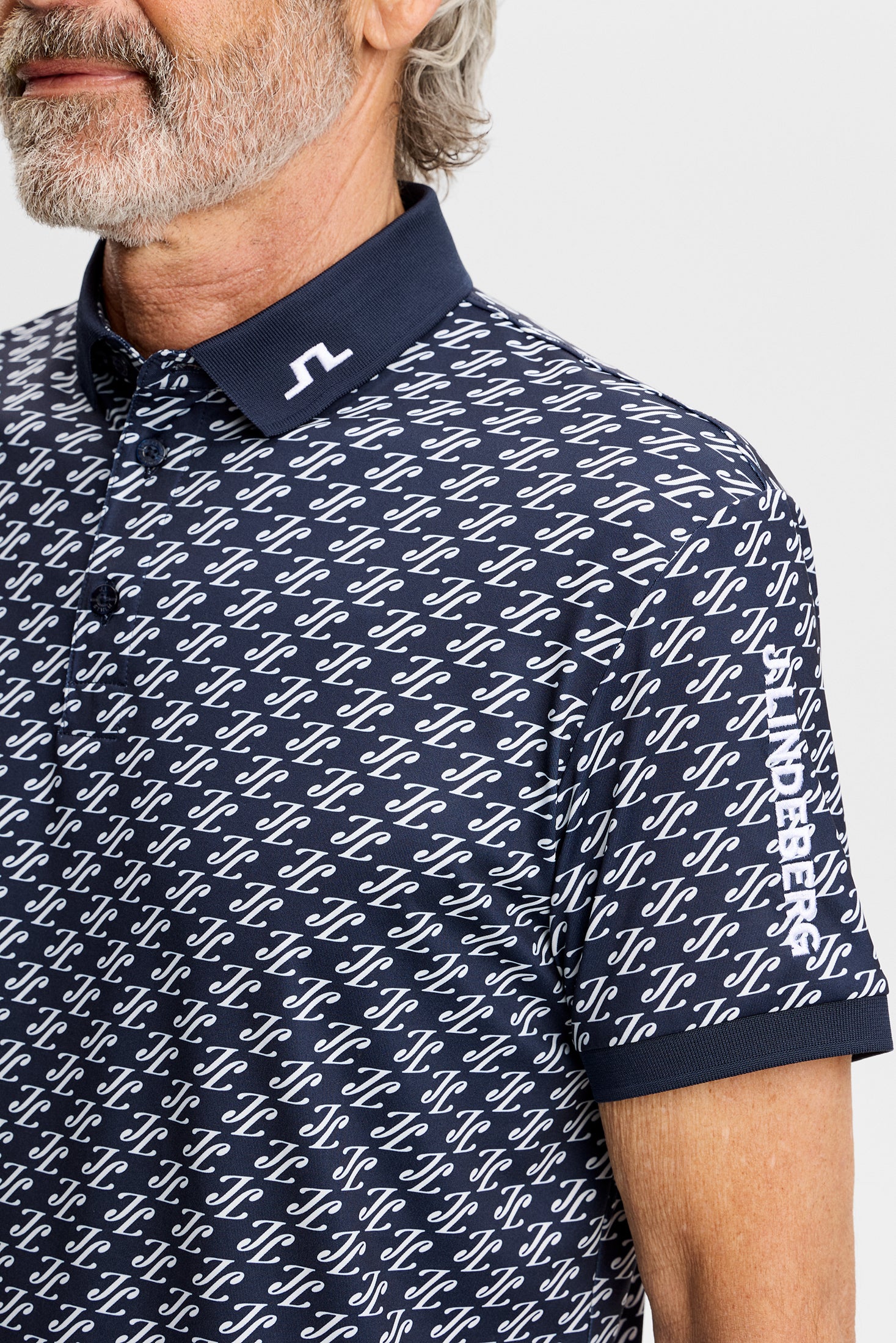 Tour Tech Print Polo / Cardi Jacquard S - JL Navy | J.Lindeberg