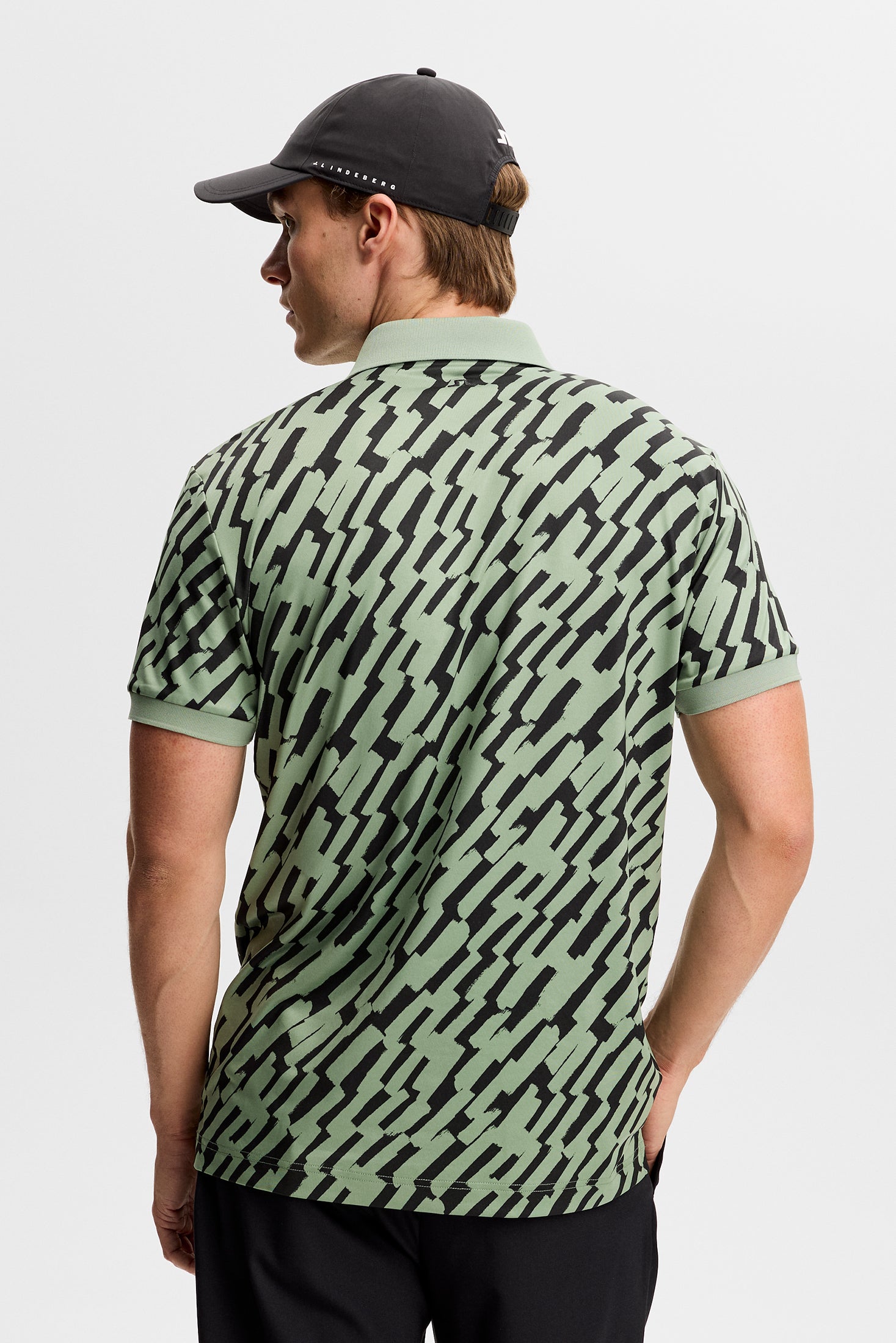 メンズウェア J.LINDEBERG Tour Tech Golf Polo S Tour Tech Print Polo / Oak Green M | J.Lindeberg Official
