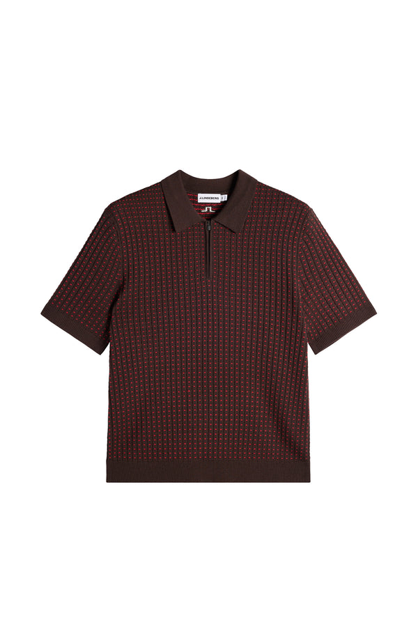 Remy Zip Knit Polo / Seal Brown