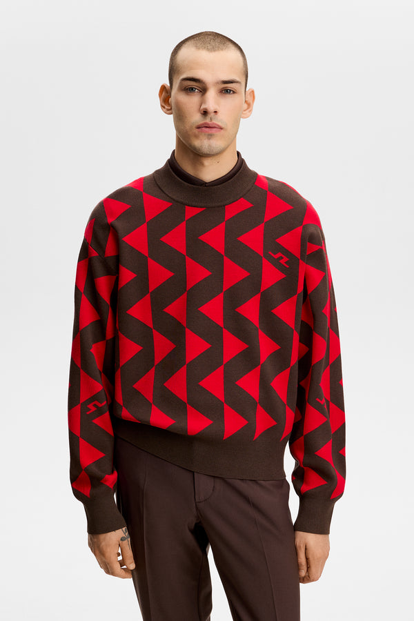Henric Graphic Knit Sweater / Diamond Seal Red M
