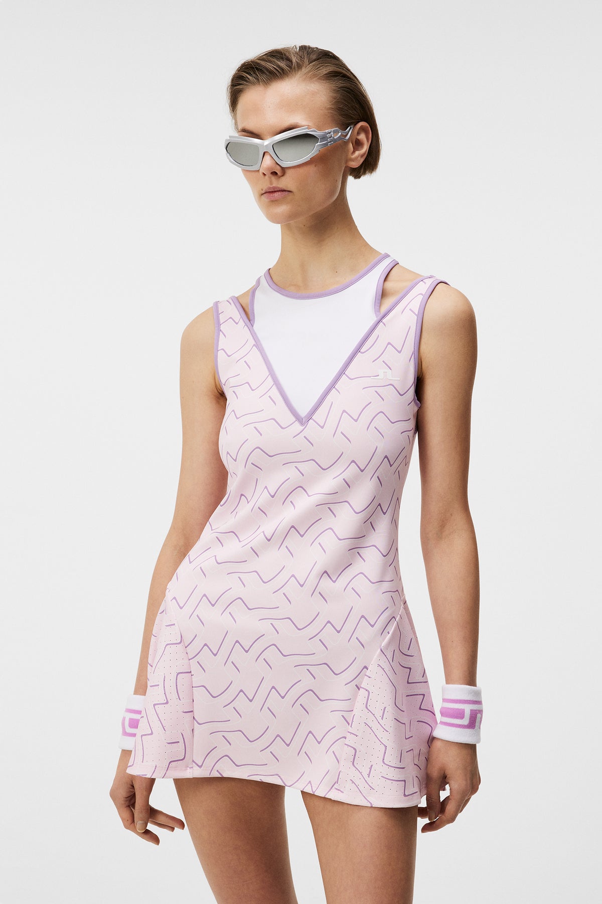 Matilda Print Dress / Outline Bridge Wave Pink