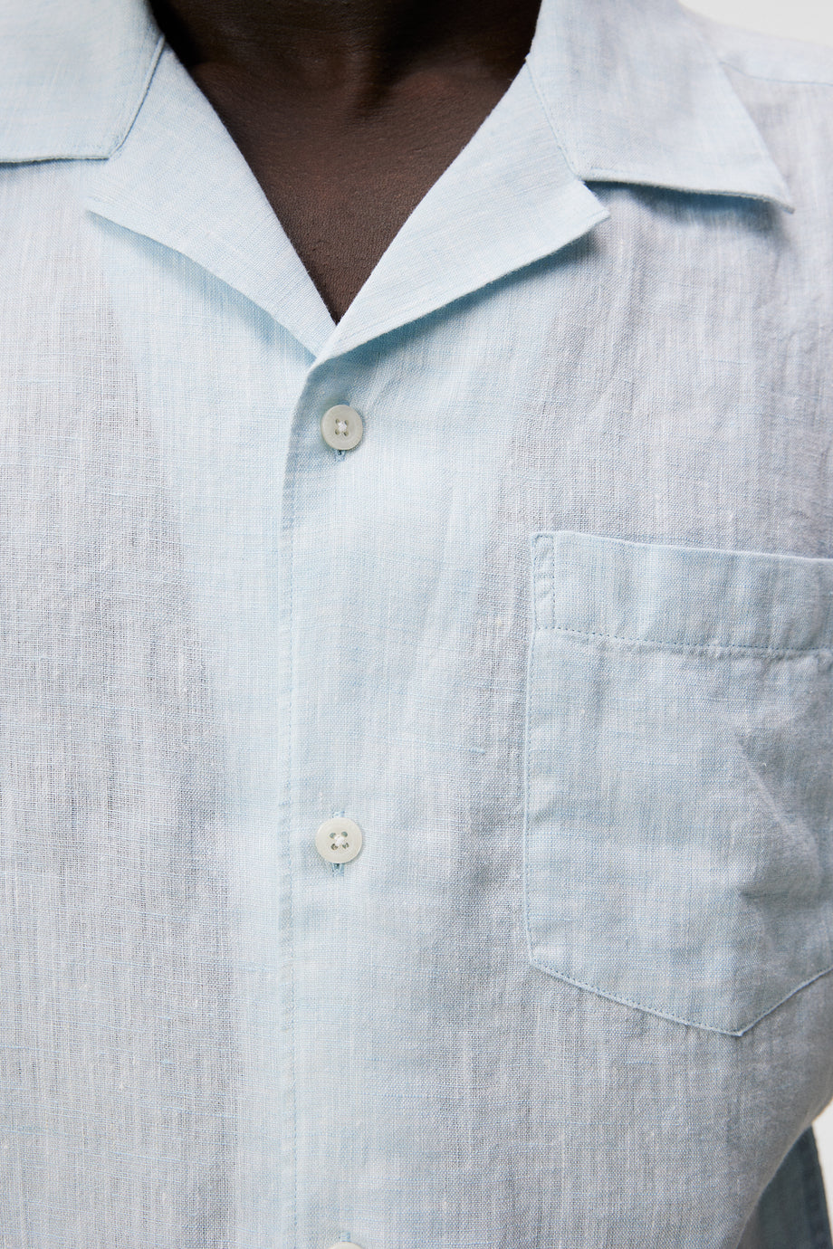 Linen Melange SS Reg Shirt / Dream Blue