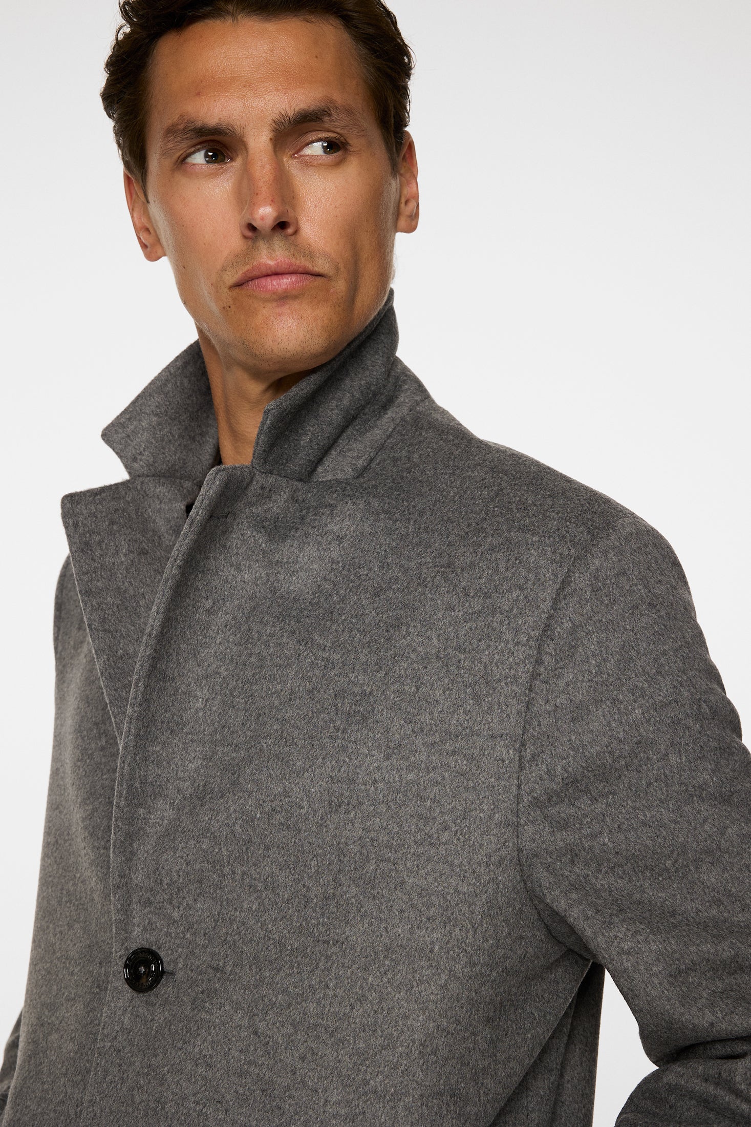 August Melton Cashmere Coat / Dark Grey Melange – J.Lindeberg EU