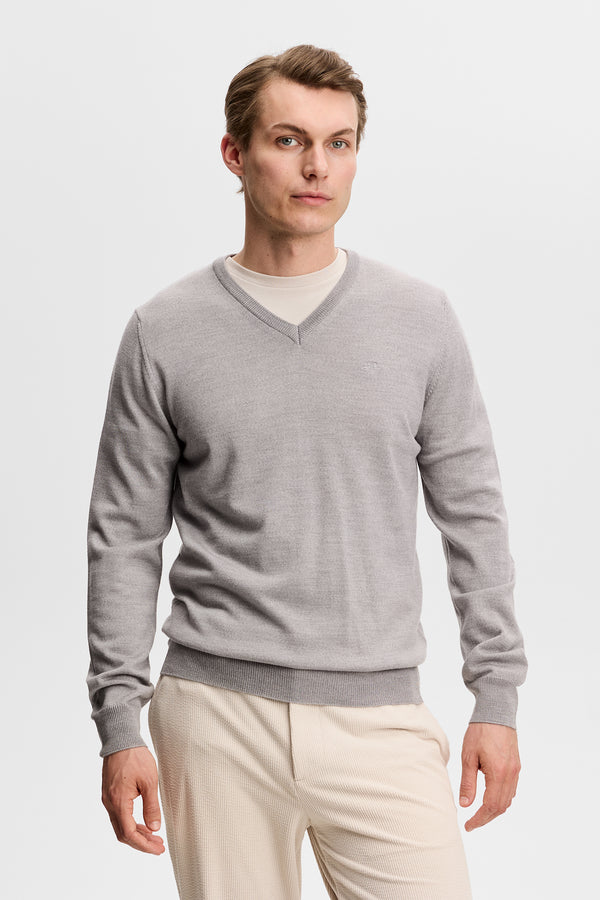Lymann Knitted Sweater / Light Grey Melange