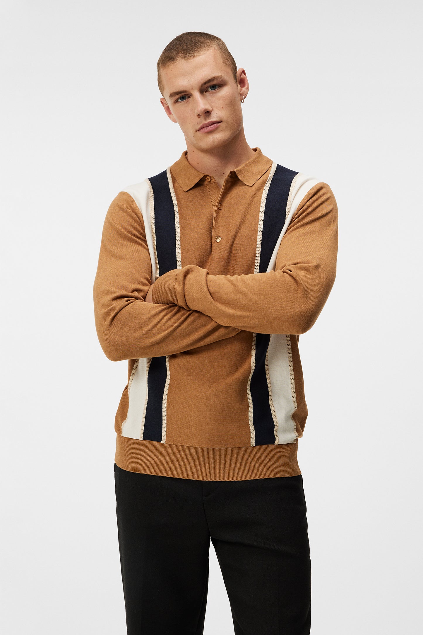 Heden Striped Knitted Polo / Chipmunk