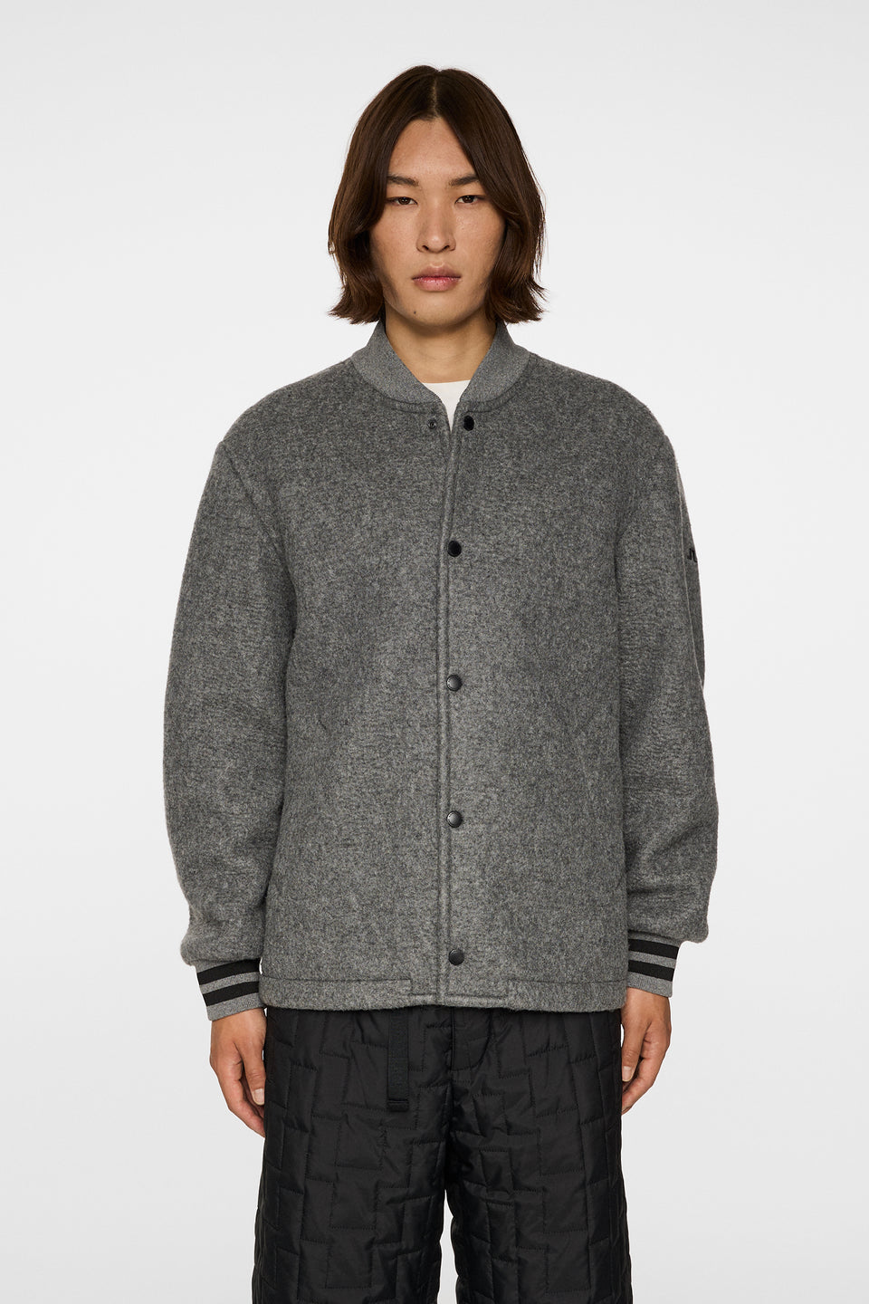 Blane Baseball wool jacket / Medium Grey Melange