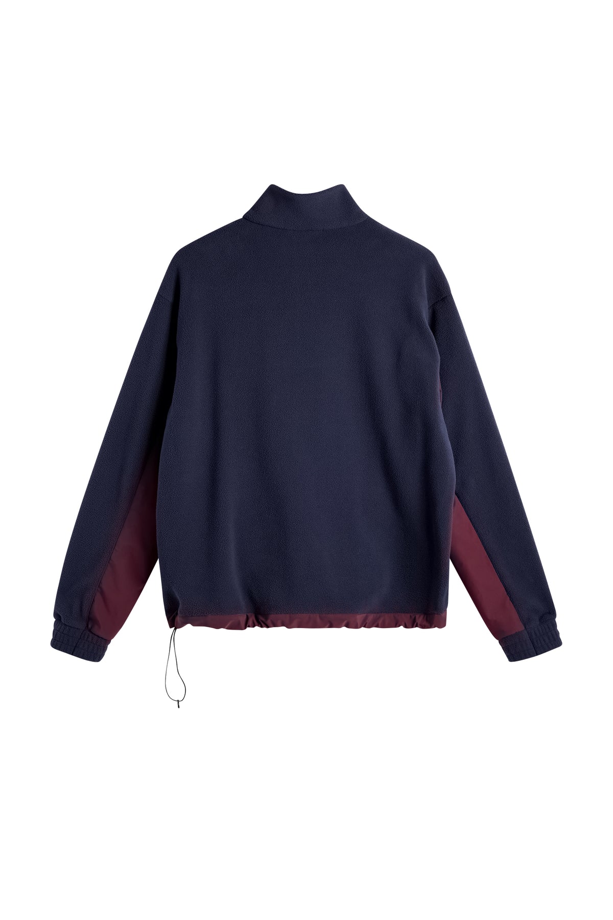 Set bagfra: Quinn Hybrid Sweatshirt i JL Navy med fleece, kontrastdetaljer og justerbar snøre forneden.