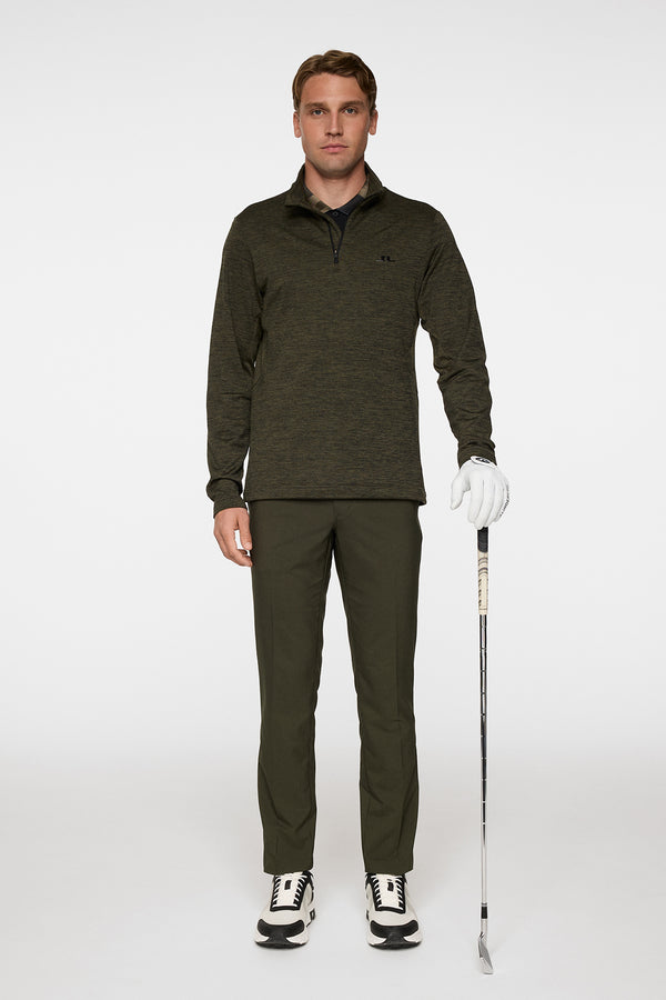 Destry Quarter Zip Mid Layer / Black and Forest Green Melange