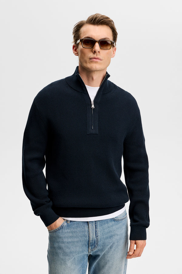 Alex Half Zip Knitted Sweater / JL Navy