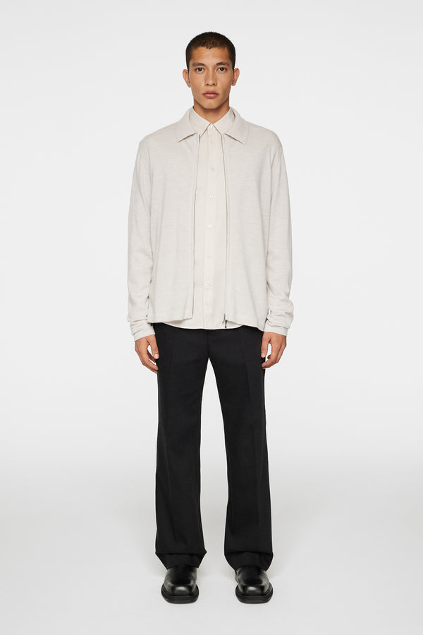 Kaleb Merino Zip Cardigan / Moonbeam Melange