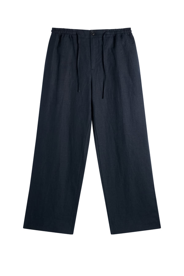 Noah Drape Linen Pants / JL Navy