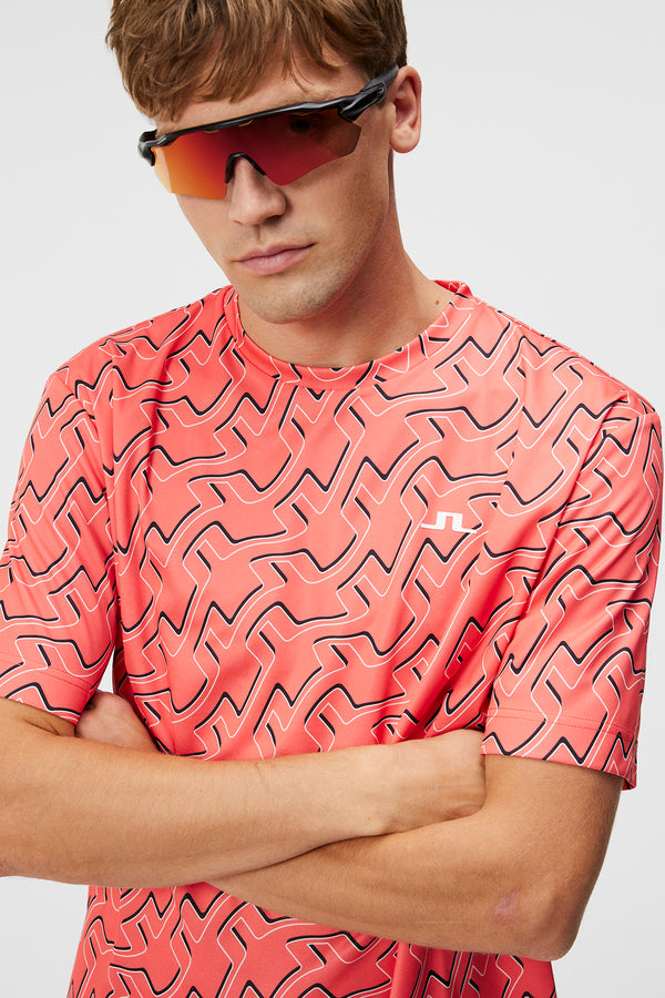 Ade Print T-shirt / Outline Bridge Wave Coral