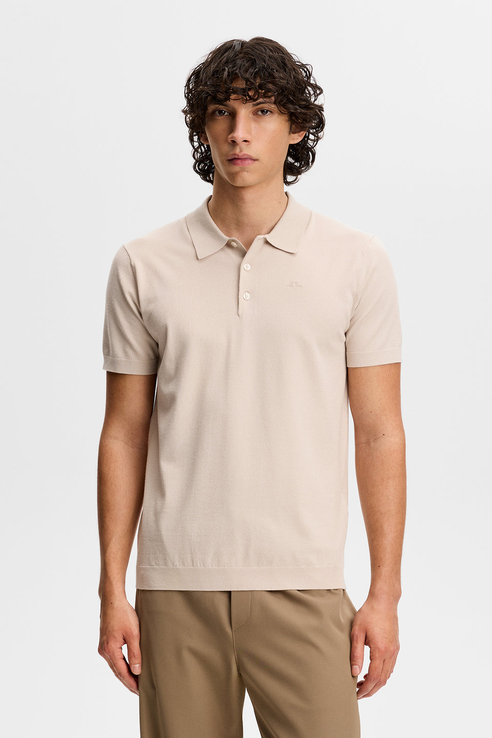 Ridge Knitted Polo / Moonbeam