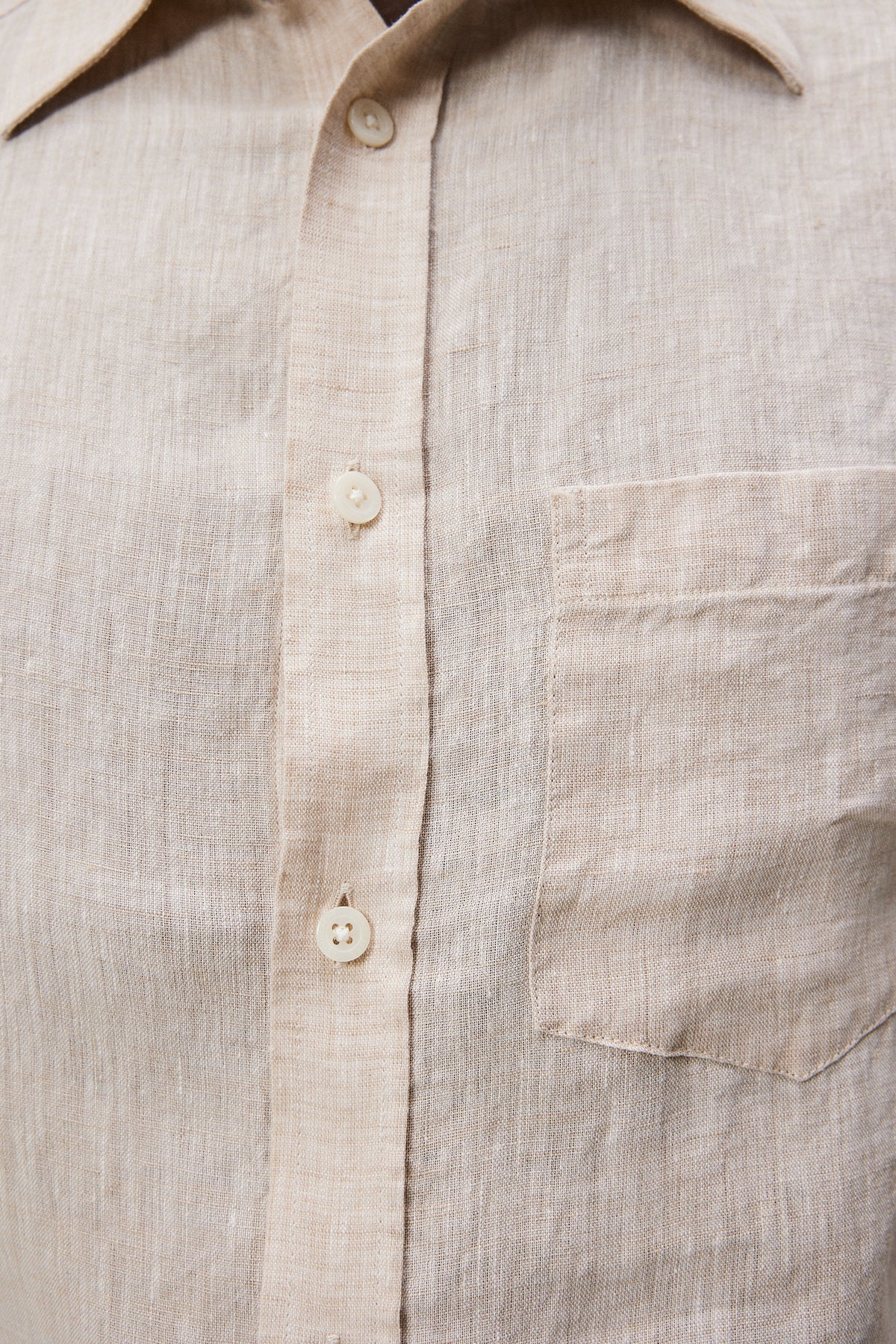 Linen Melange LS slim shirt / Safari Beige