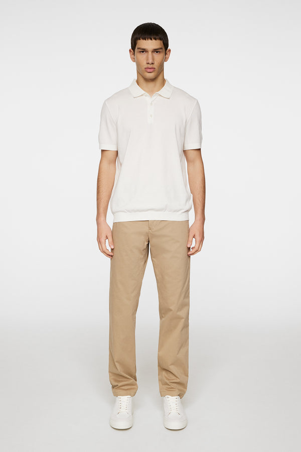 Ridge Knitted Polo / White
