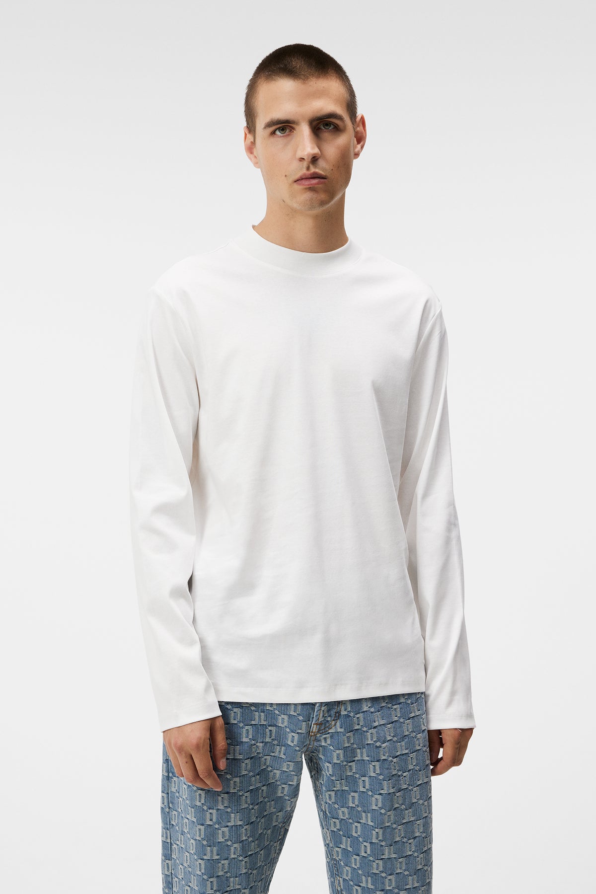 Ace Mock Neck LS T-Shirt White –