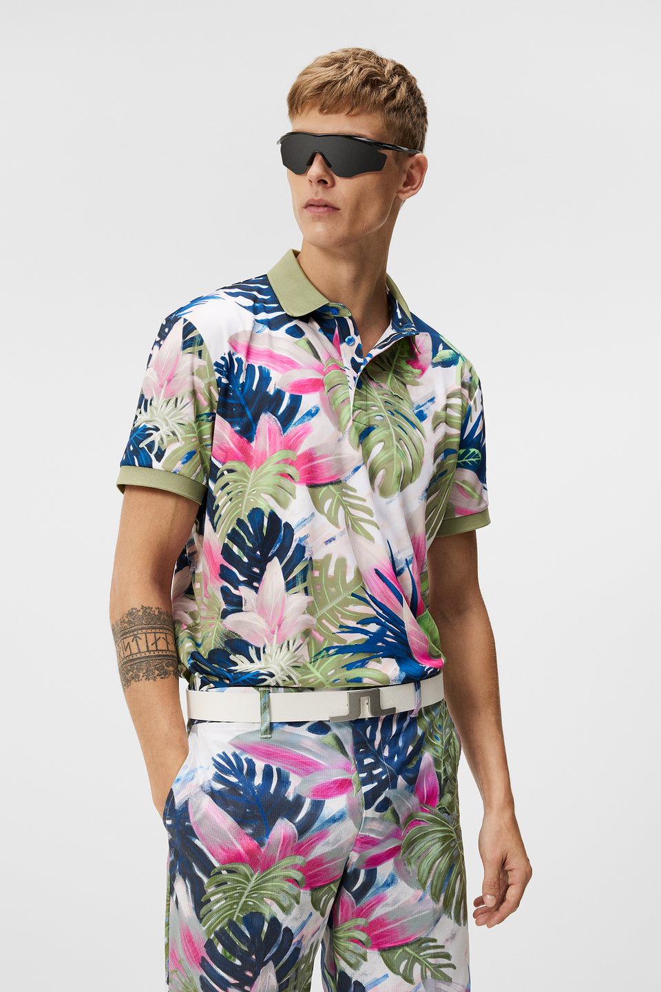 Tour Tech Reg Fit Print Polo / Calypso Oil Green