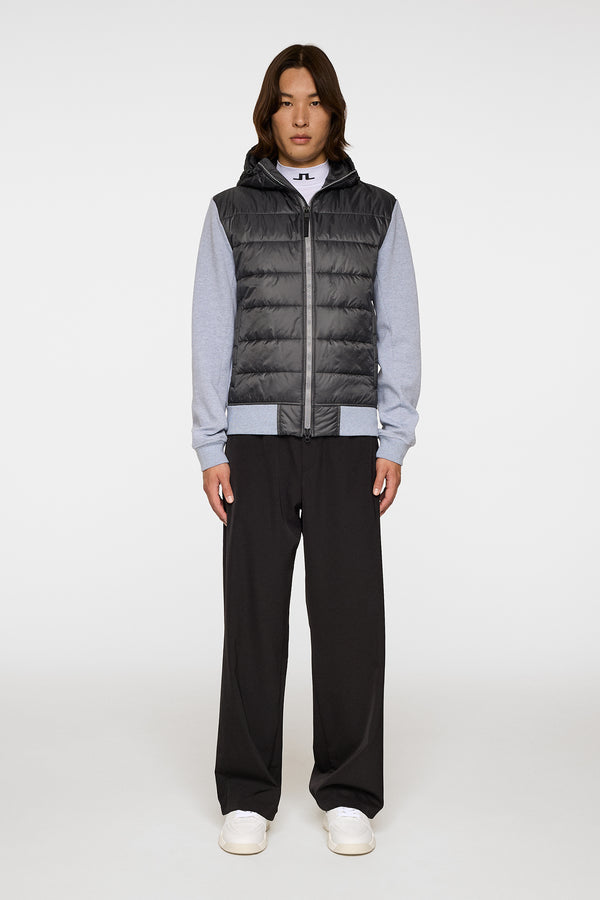 Seth Hybrid Zip Hood / Medium Grey Melange