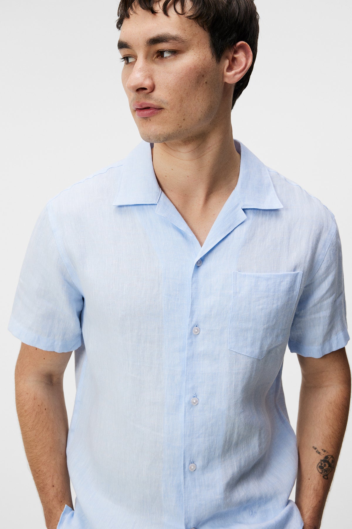 Elio Linen Melange Shirt / Chambray Blue