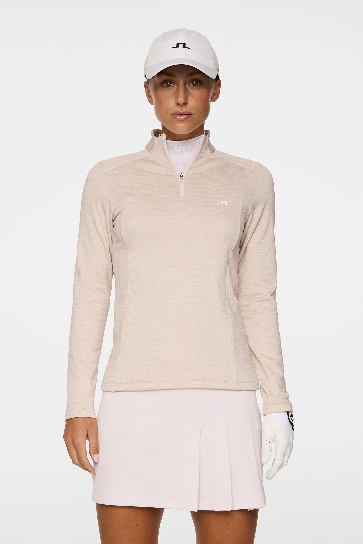 Steffi Quarter Zip Mid Layer / Beige Melange | J.Lindeberg Official