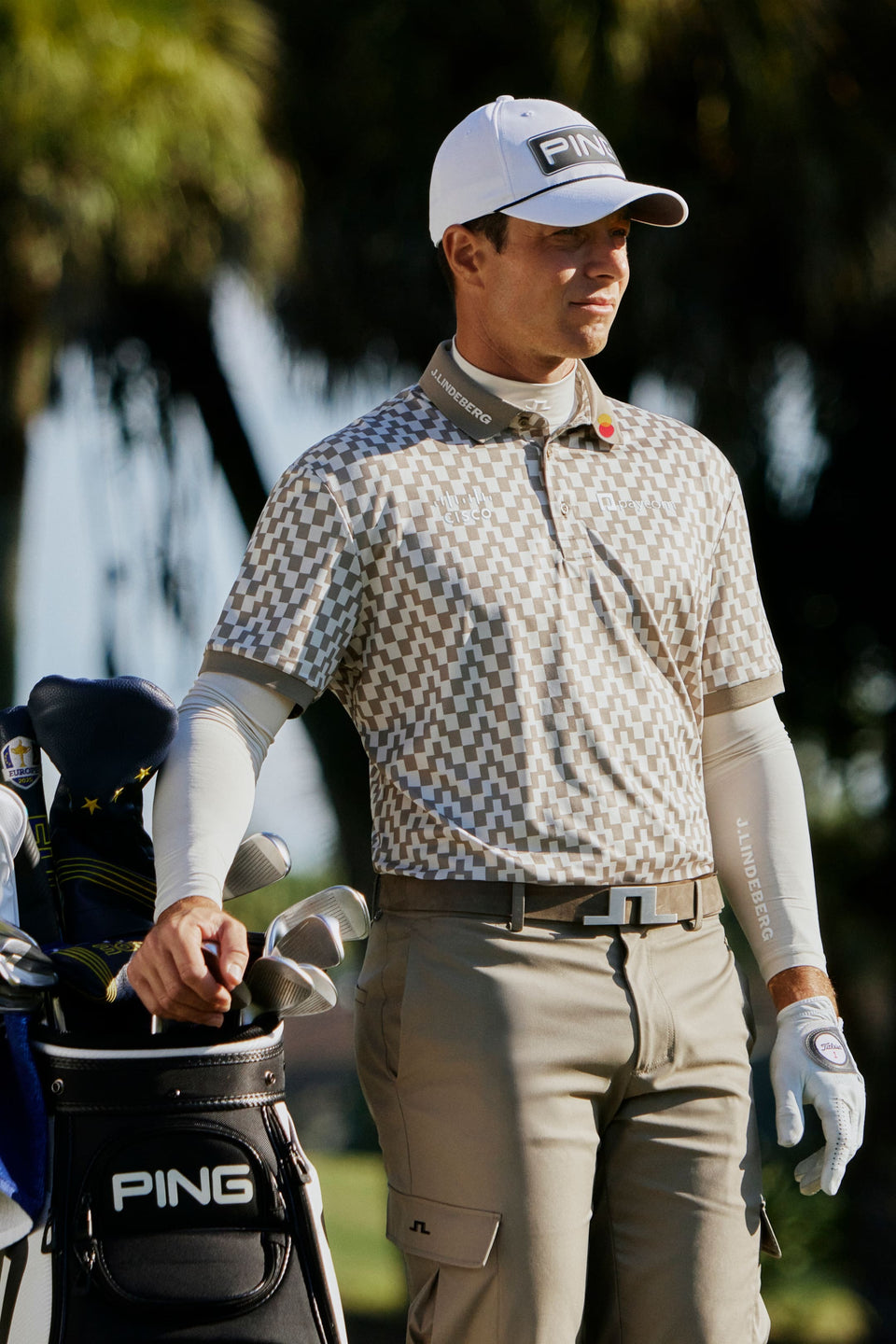 Tour Tech Print Polo / Bridge Stack Brindle M