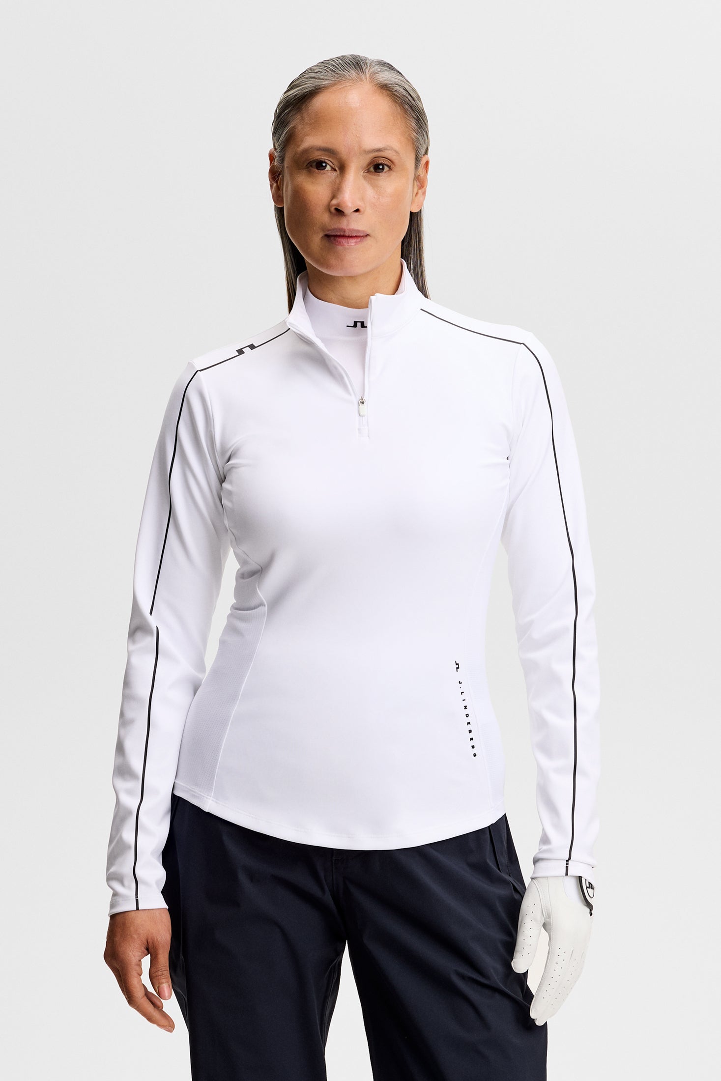 Adiola Quarter Zip Mid Layer / White | J.Lindeberg Official