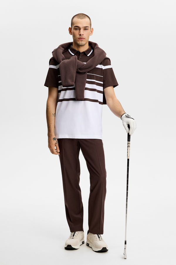Leo Stripe Polo / Seal Brown
