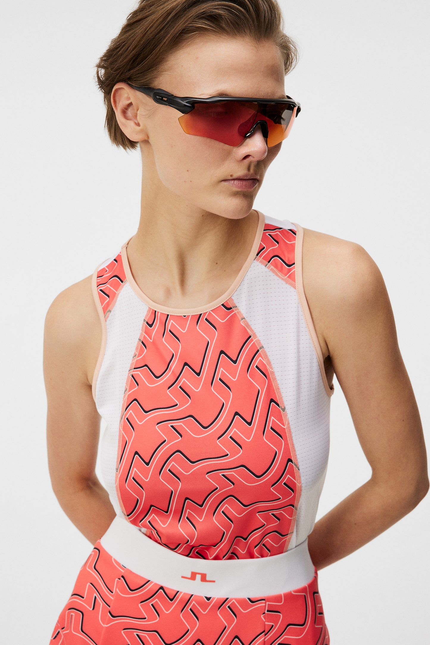 Miriam Print Top / Outline Bridge Wave Coral
