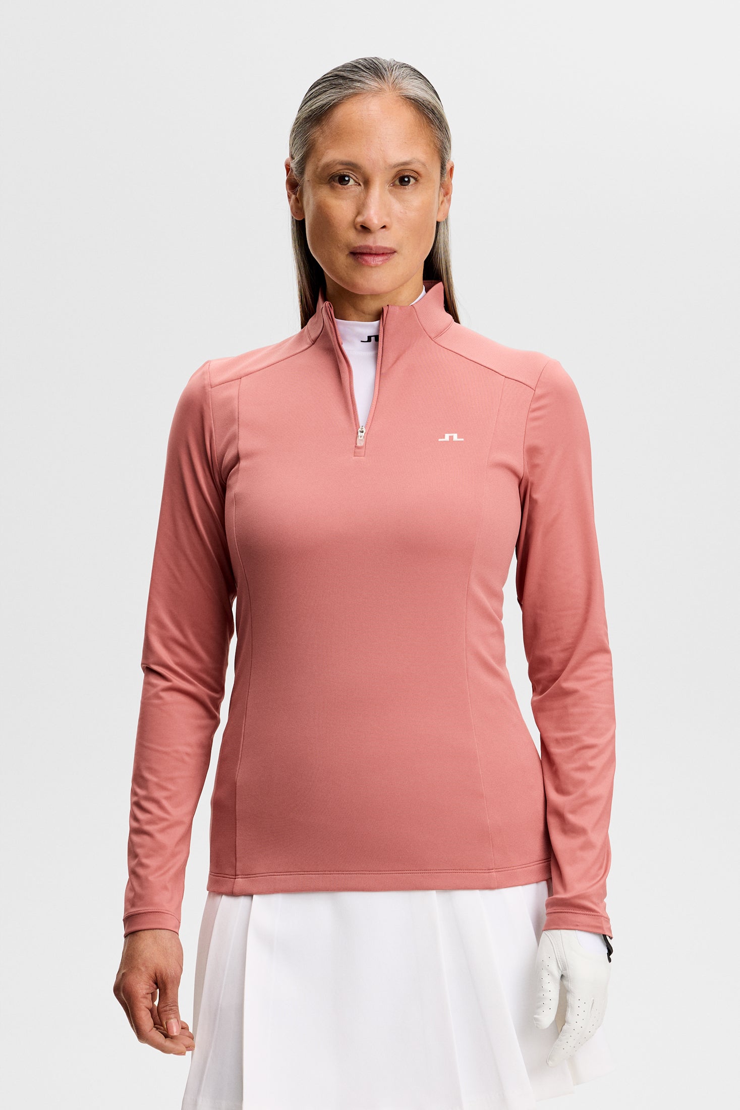 Cindy Quarter Zip Mid Layer / Withered Rose | J.Lindeberg Official