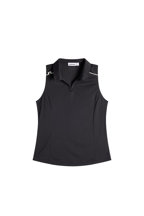 Leah Sleeveless Polo / Black