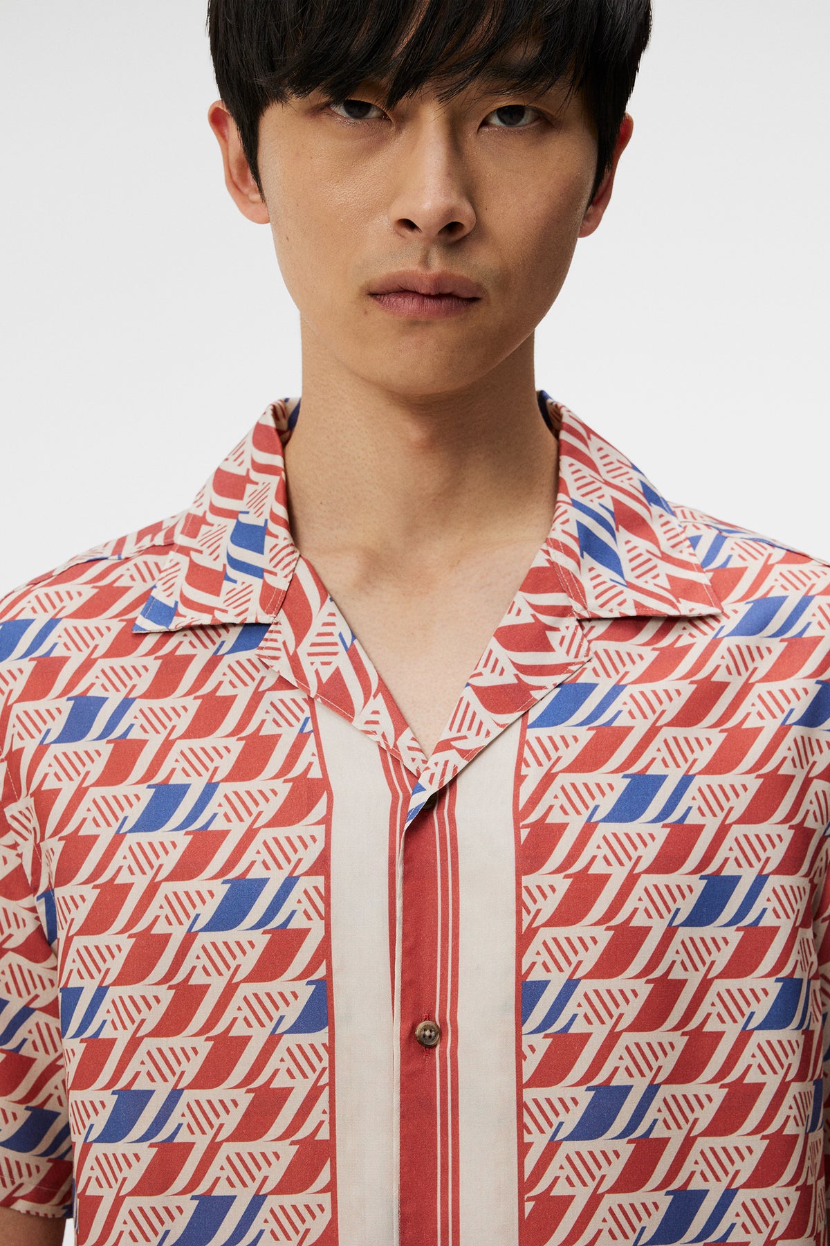 Elio Tencel Moto Print Shirt / Moto Monogram Border Cedar