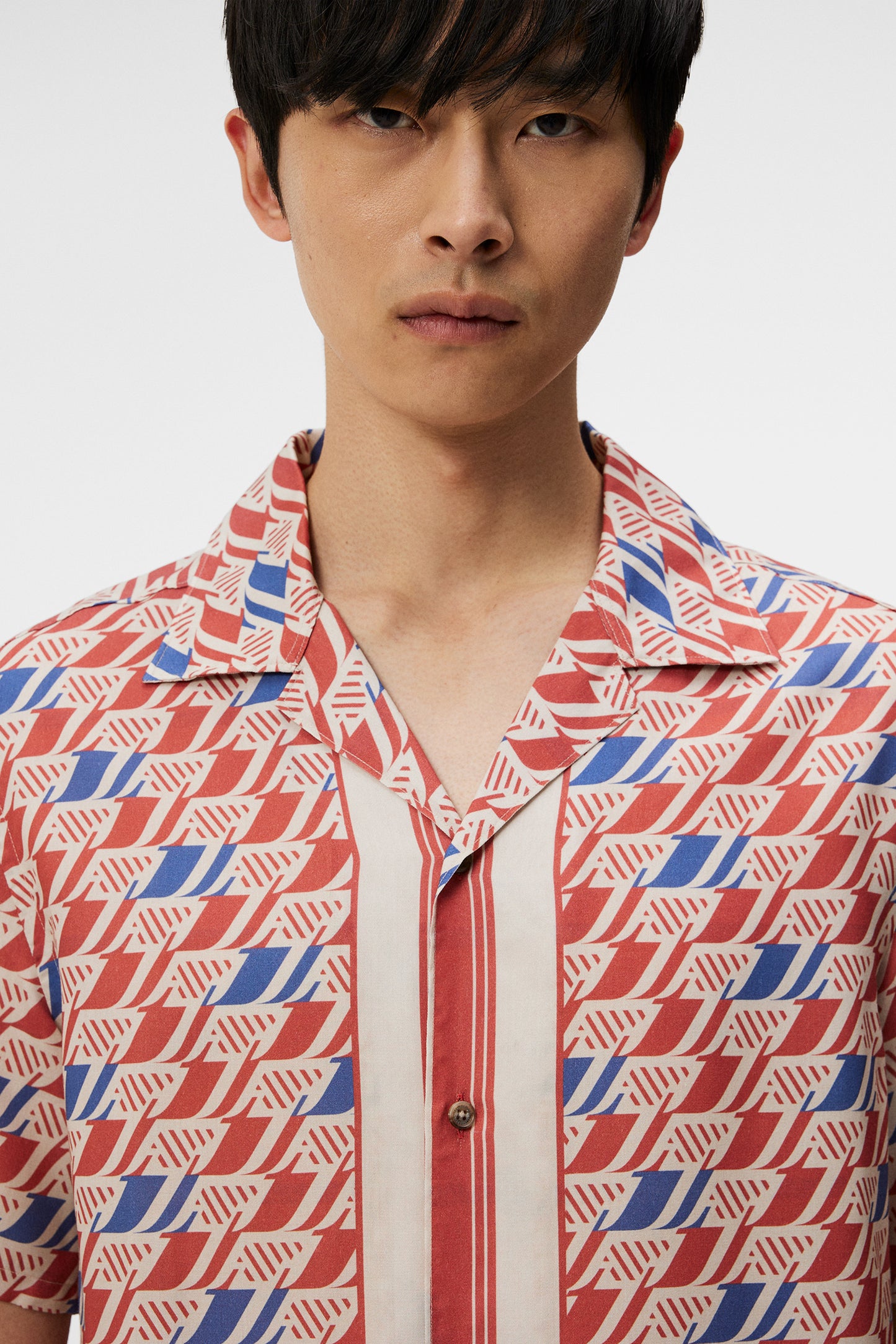 Elio Tencel Moto Print Shirt / Moto Monogram Border Cedar