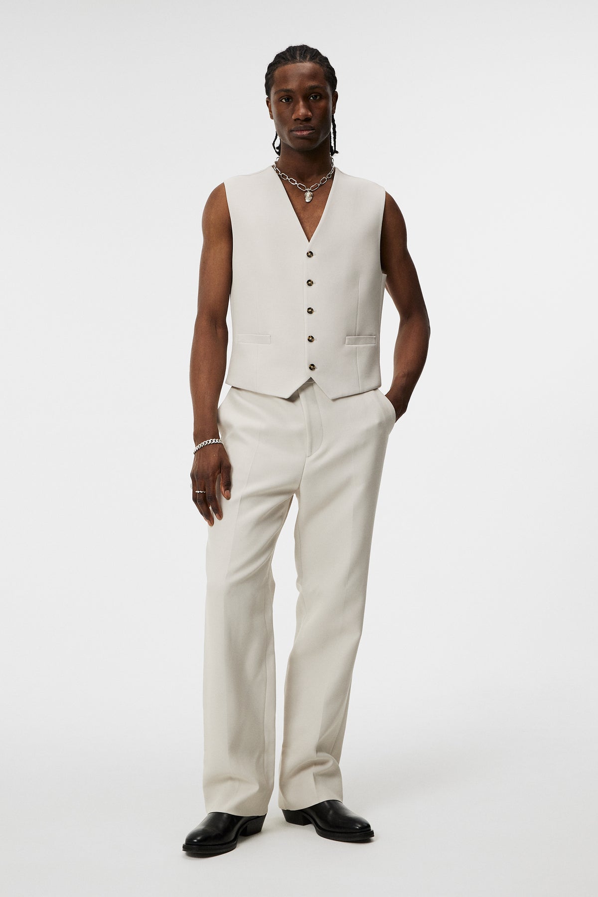Walid Double weave Waistcoat / Moonbeam