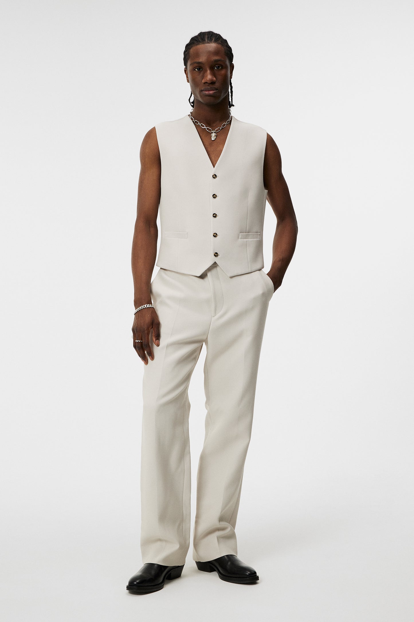 Walid Double weave Waistcoat / Moonbeam