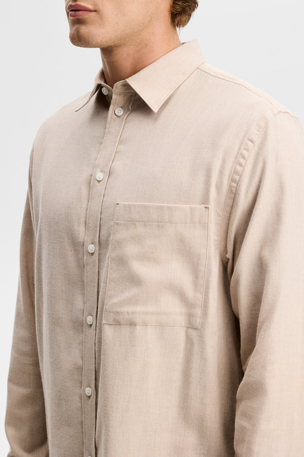 Zachary Flannel Melange Shirt / Moonbeam Melange