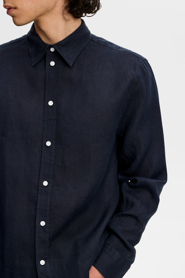 Zachary Clean Linen Shirt / JL Navy