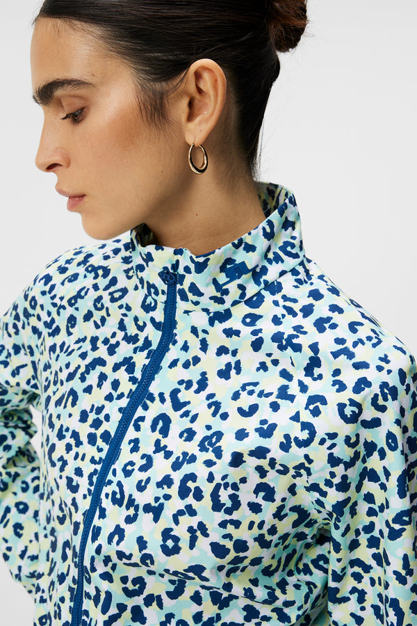 Evertine Rain Jacket Print / Leopard Aruba Blue
