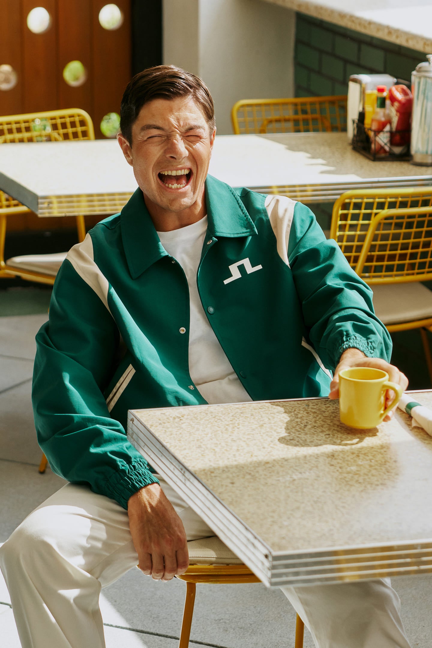 J.Lindeberg グリーンホワイト ジャケット A day in the lifestyle with Viktor Hovland – J.Lindeberg EU