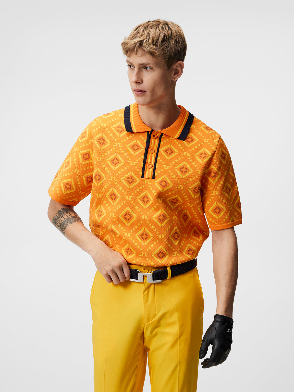 Cane Knitted Shirt / Orange Diamond logo