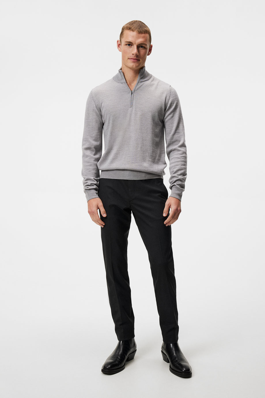 Kiyan Quarter Zip Sweater / Light Grey Melange