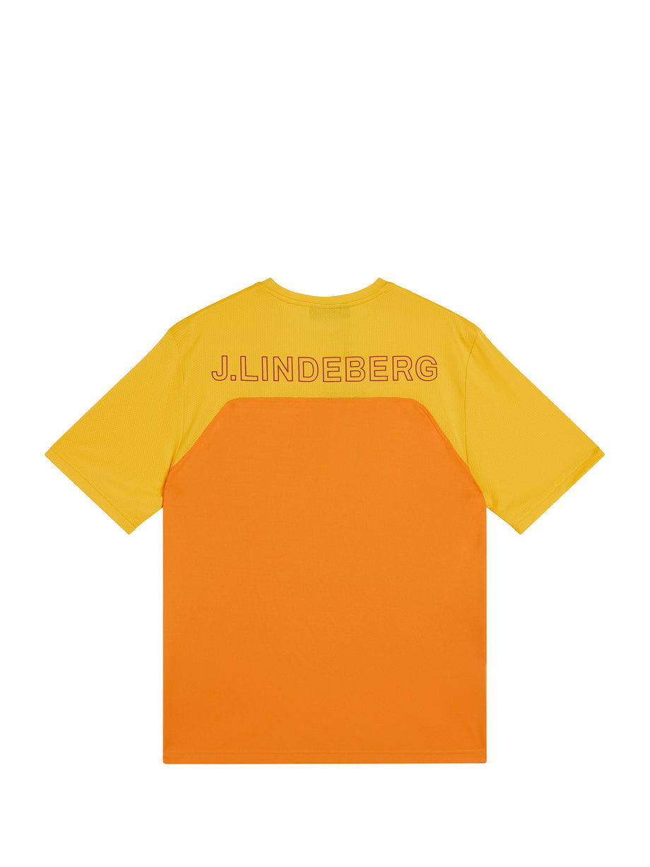 Mesh blocked T-shirt / Russet Orange