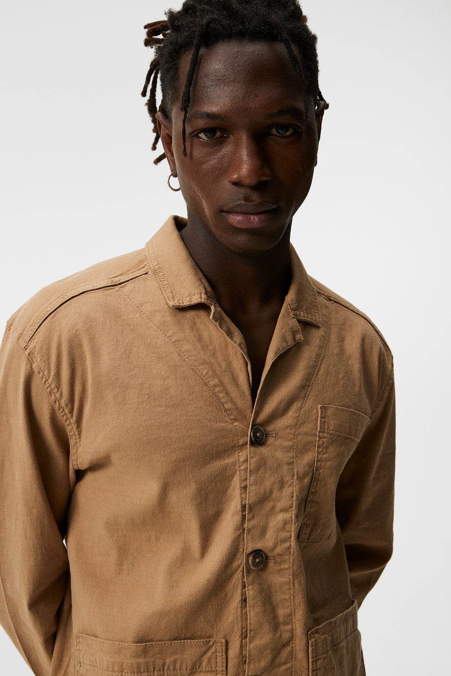 Errol Linen workwear overshirt / Tiger Brown