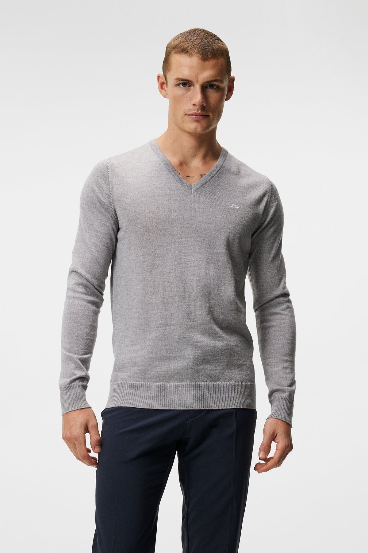 Lymann Knitted Sweater / Light Grey Melange